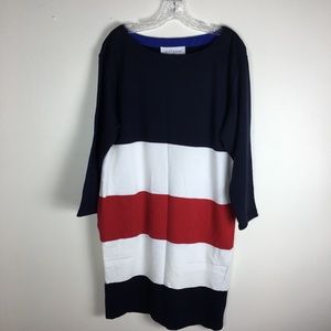 Vittadini Sport Red, White, Navy Sweatshirt Dress